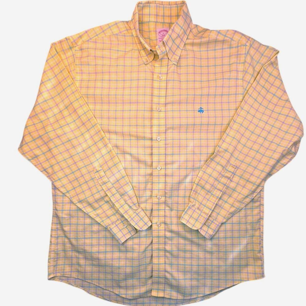 Brooks Brothers 346 Supima Cotton Plaid Button Shirt Large
